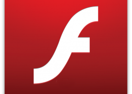 Adobe Flash logo with white styled letter F on a red background.