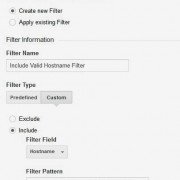 An example of a hostname filter in Google Analytics